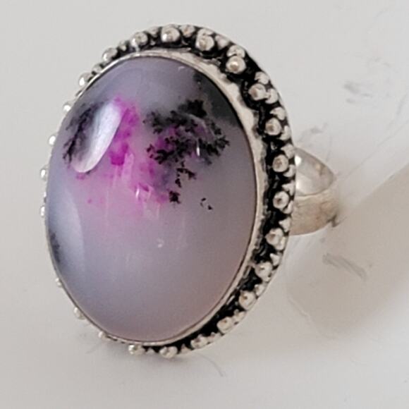 Sterling Silver Purple Stone Ring – Bohemian Statement Jewelry – Size 8 - Picture 3 of 15